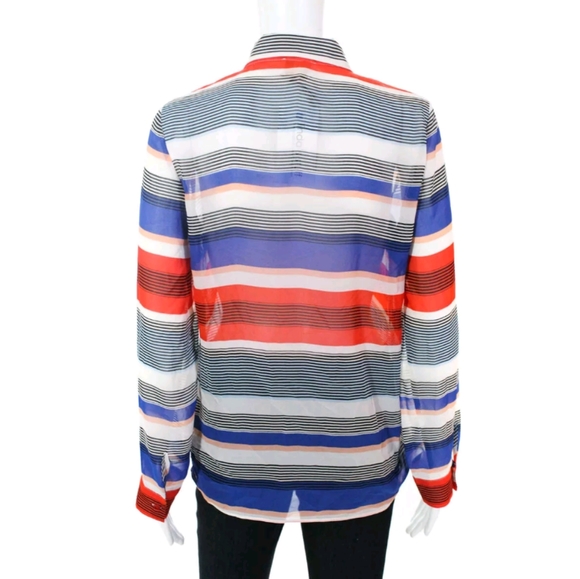 LAUNDRY SHELLI SEGAL WHITE BLUE CHIFFON TIE TOP sm - Picture 3 of 5